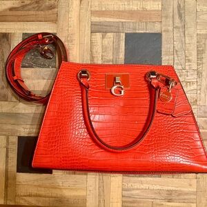 Guess Vibrant Orange Embossed Satchel